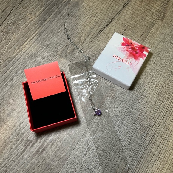 NIB HERAYLI purple Swarovski Crystal Mickey Mouse Pendant Necklace - Picture 2 of 4